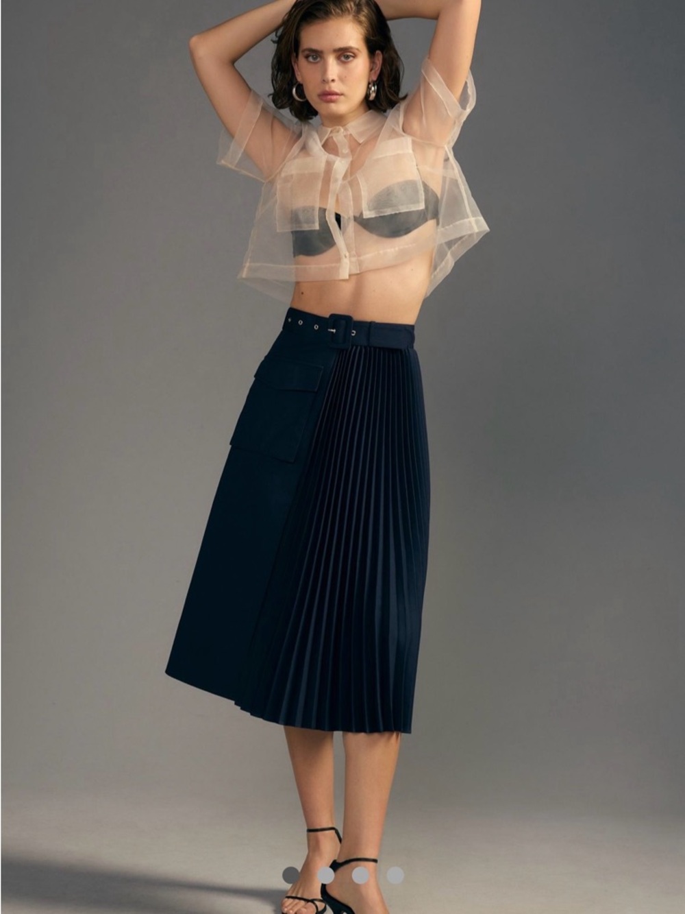 ANTHROPOLOGIE Mare x Mare Navy Blue Pleated Skirt